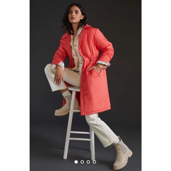 New Anthropologie x Maeve Cinched Puffer Coat Size M - Picture 2 of 12